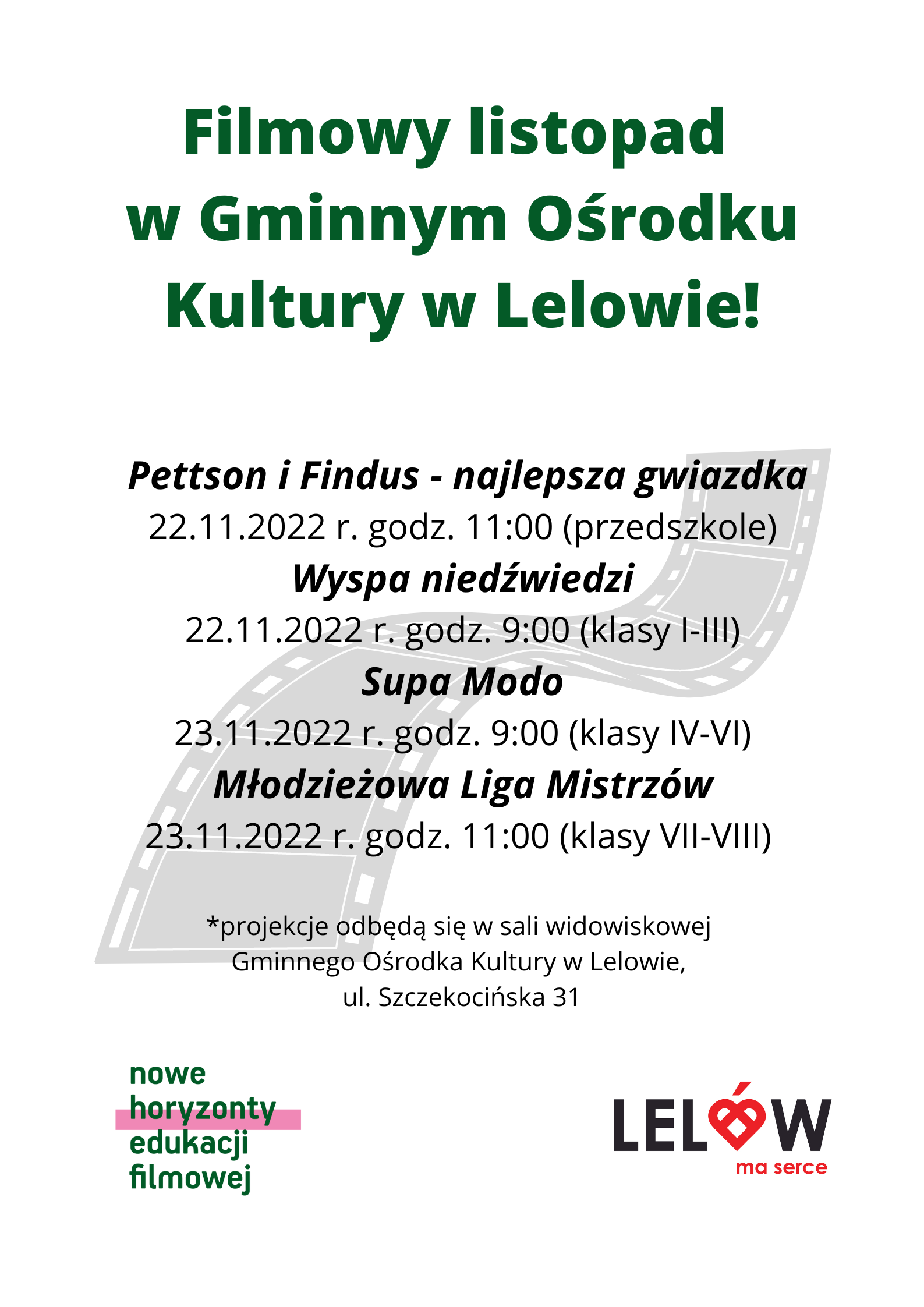 Filmowy listopad w Gminnym Ośrodku Kultury w Lelowie!